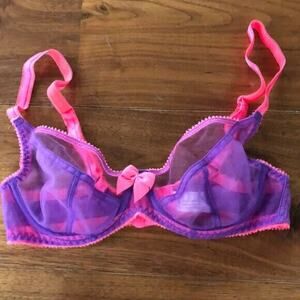 Claudette Dessous Purple and Pink Mesh Bra 34B